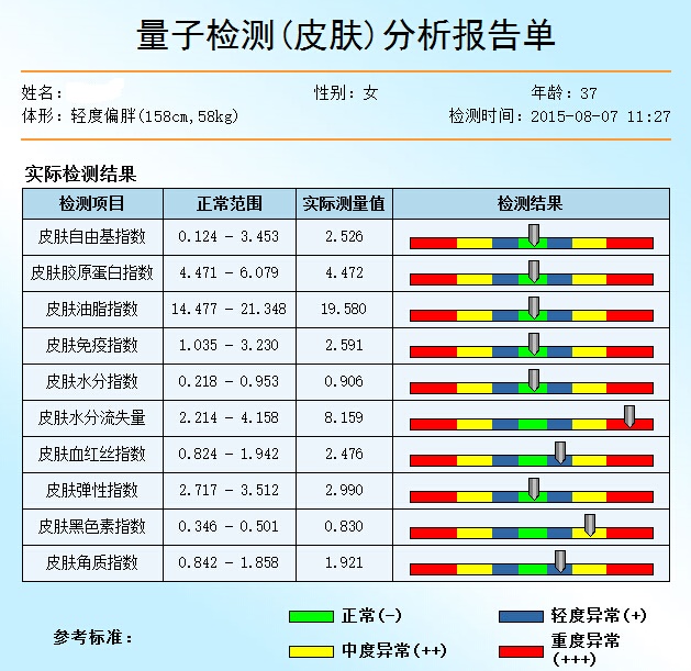 皮膚量子亞健康檢測項目
